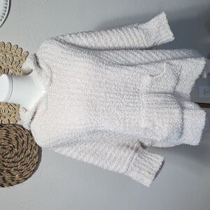 Hippie Rose Cream Ribbed Fleece Hoodie Kangaroo Pocket Womens M/L Like New! Soft